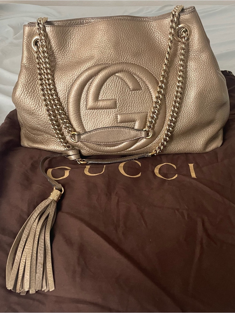 Gucci Metallic Gold Soho Chain Shoulder Bag